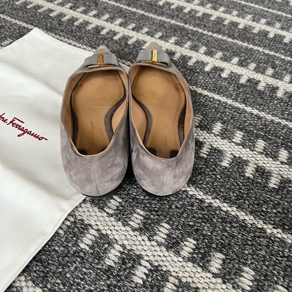 Salvatore Ferragamo Gray Flats with Gold Accent - Picture 4 of 12